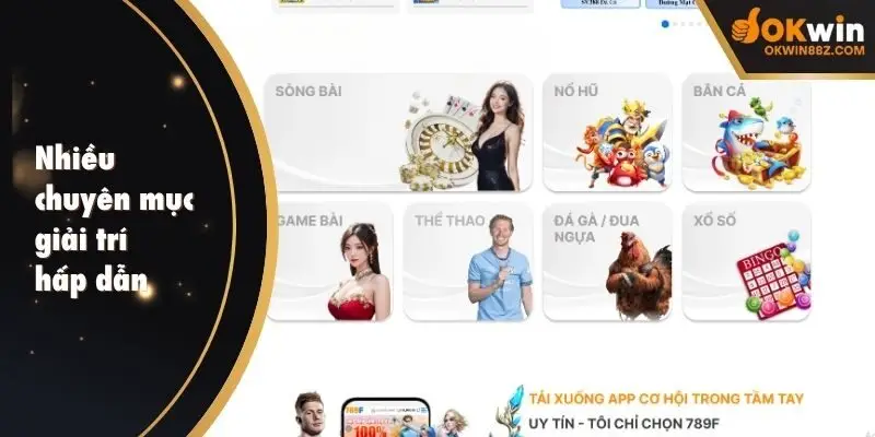 Nhiều chuyên mục giải trí hấp dẫn được cung cấp tại nhà cái